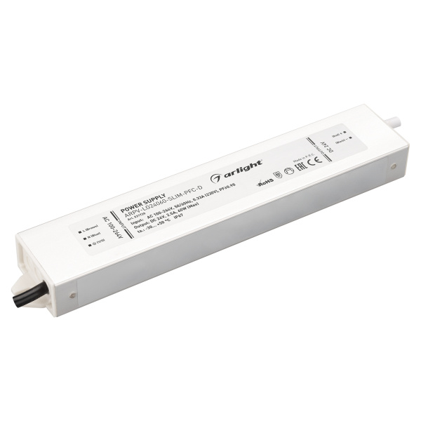 Arlight Блок питания ARPV-LG24060-SLIM-PFC-D (24V, 2.5A, 60W) (IP67 Металл, 5 лет) 031720