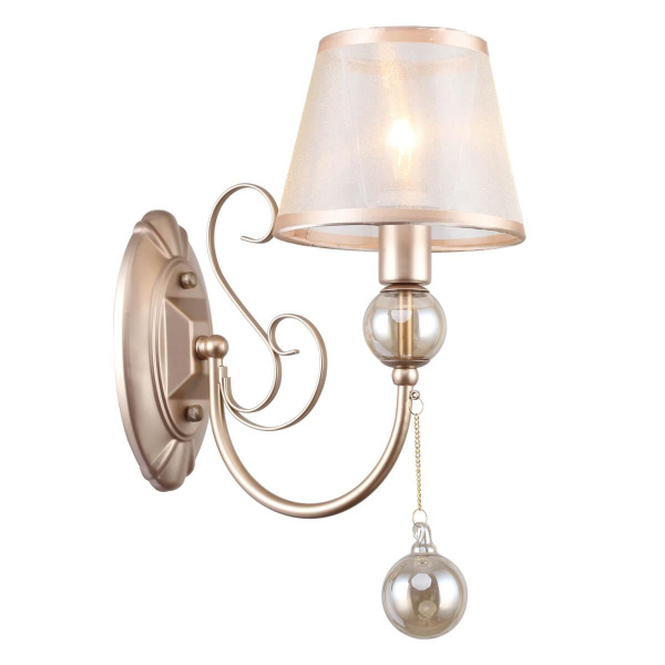 Favourite настенный светильник каркас цвета перламутровое золото, плафоны из полупрозрачной органзы с золотой окантовкой, декоративные элементы из выд 2553-1W