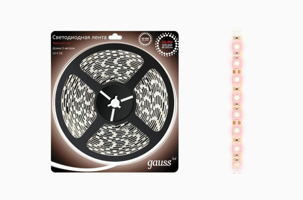 Купить Gauss Лента LED 5050/30-SMD 7.2W 12V DC холодный белый IP66 (блистер 5м) 311000307