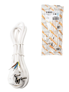 TDM Шнур сетевой с вилкой ПВС 3x0,75мм2 1,5м с/з белый SQ1305-0075