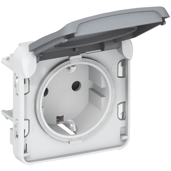 Legrand Plexo Серый Мех Розетка с/з с крышкой, винтовой зажим IP55 069571
