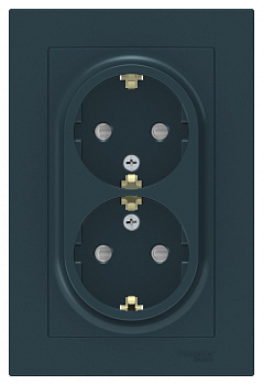 Systeme Electric AtlasDesign Изумруд Розетка с/з двойная, со шторками, 16А, в сборе