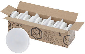 ЭРА ECO LED GX-6W-840-GX53 (10-PACK) (диод, таблетка, 6Вт, нейтр, GX53)