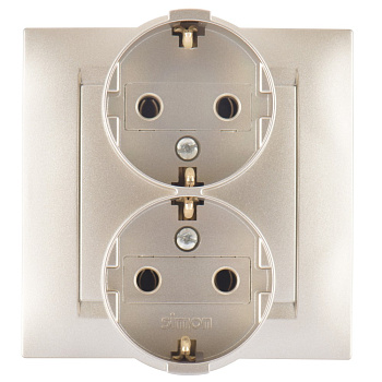 Simon 15 Шампань Розетка 2-ая с/з, 16А, 250В, винт.зажим 1590459-034