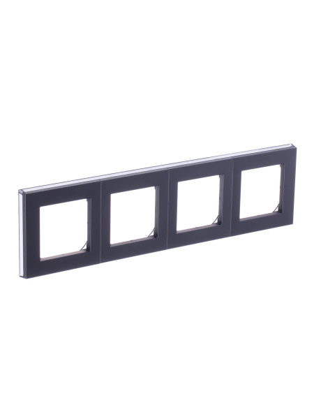 Купить ABB EPJ Levit сталь / дымчатый чёрный Рамка 4 поста 2CHH015040A6069