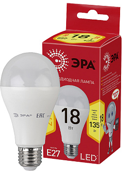 ЭРА ECO LED A65-18W-827-E27 (диод, груша, 18Вт, тепл, E27)
