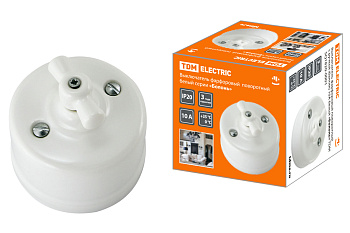 TDM Выключатель фарфоровый поворотный с ручкой (бантик) 10А белый «Болонь» SQ1820-0001