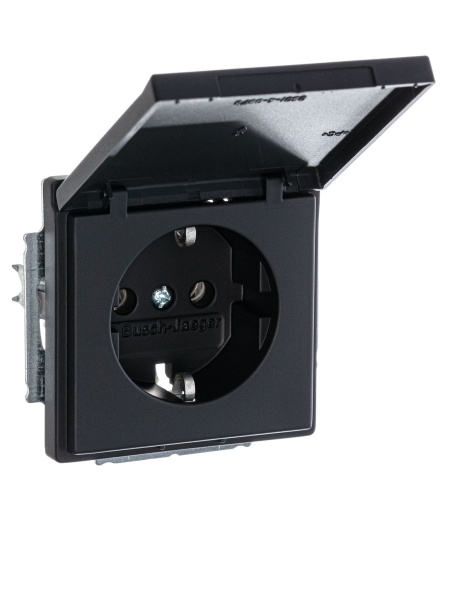 Купить ABB BJE Solo/Future Черный бархат Розетка с/з с крышкой 2CKA002018A1495
