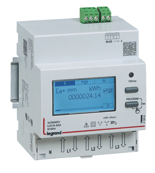 Купить Legrand Трехфазный счётчик EMDX³ - 63 А - 4 модуля - выход RS 485 412091