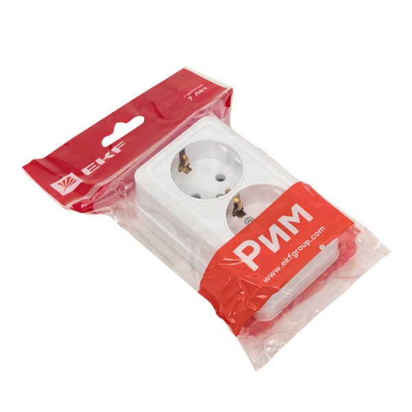 Купить EKF PROxima Рим Розетка 2-местная 16А с заземлением белая