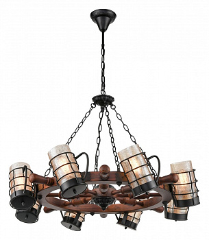 VELANTE 561-703-08 Светильник подвесной Дуб, Черный/Янтарный E27 8*40W