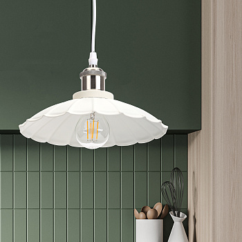 ЭРА PL3 WH/SN Шагрень Белый/Сатин никель Подвес металлический, E27, max 60W, d245 мм