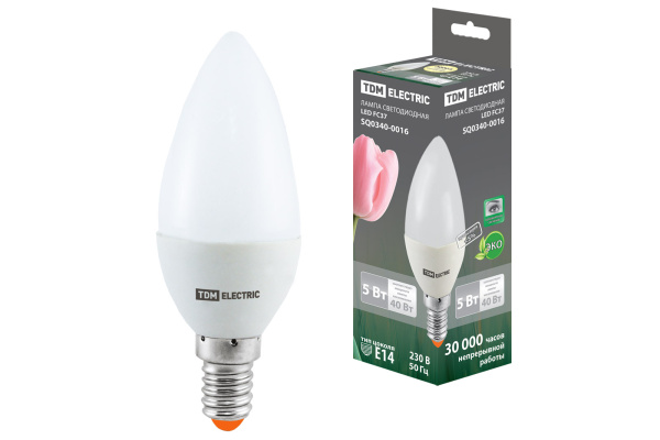 TDM Лампа светодиодная FС37-5 Вт-220 В -3000 К–E14 SQ0340-0016