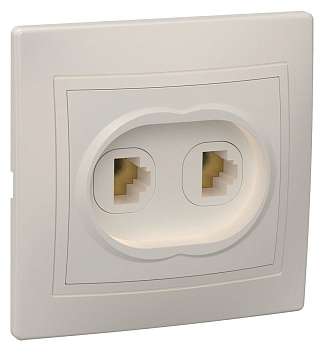 IEK KVARTA РТ12-ККм Розетка 2местн. телефонная (кремовый)