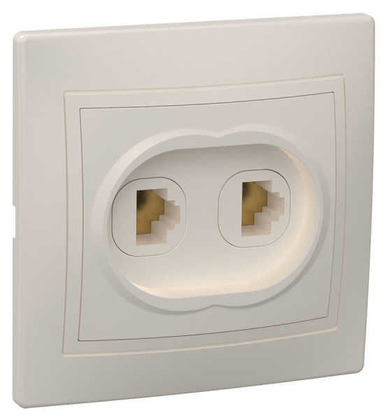 IEK KVARTA РТ12-ККм Розетка 2местн. телефонная (кремовый)