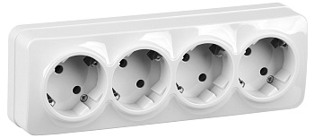 IEK GLORY РС24-3-ХБ Розет. 4-ая с з/к о/у 16А GLORY белый