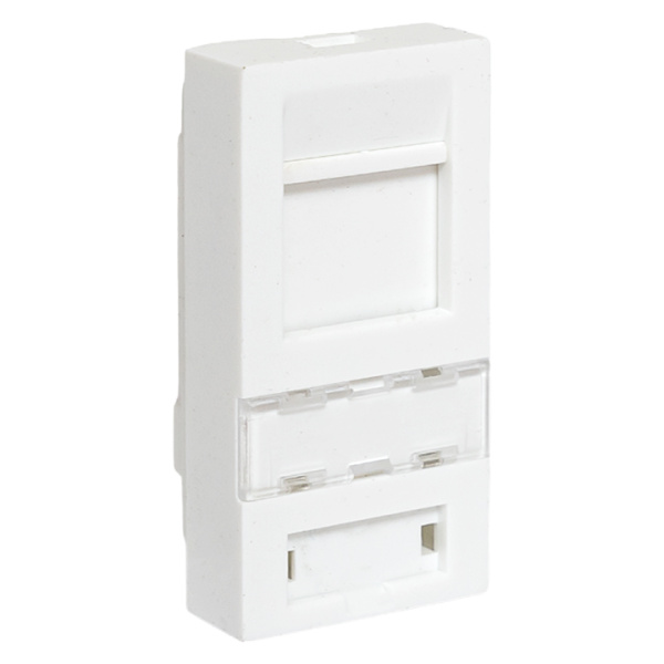 EKF TeraLINK PRO Вставка розеточная TeraLINK PRO 45x22,5мм формат Mosaic на 1 модуль Keystone со шторкой и маркером белая
