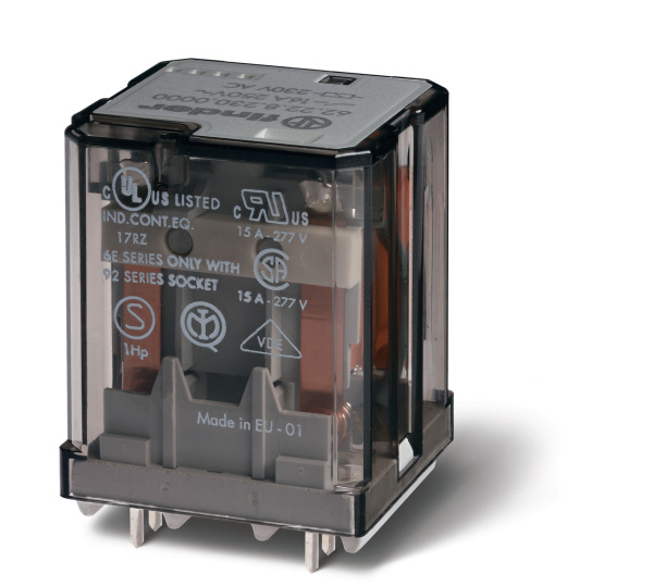 Finder Силовое электромеханическое реле; монтаж на печатную плату; 3NO 16A; контакты AgCdO (зазор ≥ 3мм); катушка 230B AC; степень защиты RTI; опции: 622382300300PAS