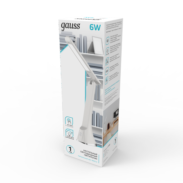 Купить Gauss Светильник настольный модель GTL203 6W 380lm 4000K 170-265V белый диммируемый LED 1/20 GT2031