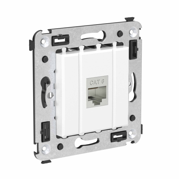 Купить DKC Компьютерная розетка RJ-45 без шторки в стену, кат.6 одинарная экранированная, "Avanti", "Белое облако"