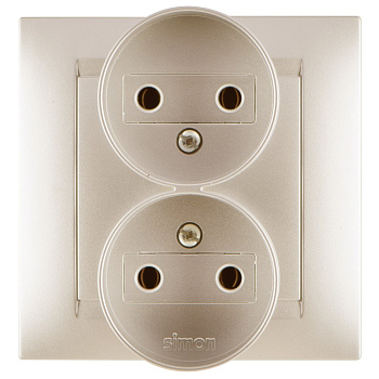 Simon 15 Шампань Розетка 2-ая б/з, 16А, 250В, винт.зажим 1590457-034