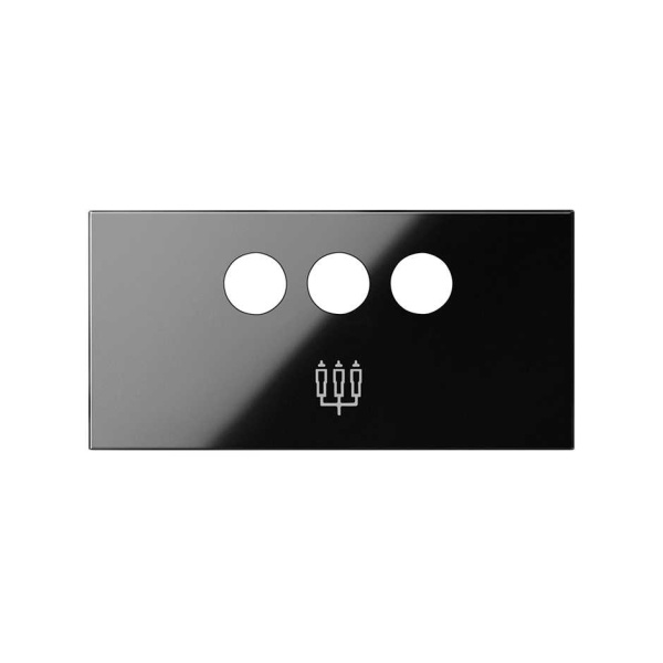 Simon 100 Черный глянец Накладка розетки 3RCA 10001093-138