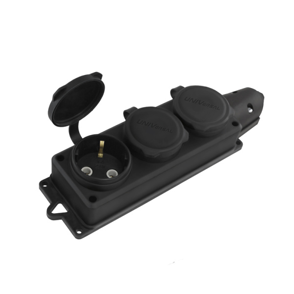 UNIVersal Колодка 3-х местная однофазная с заглушками "КОМПАКТ" (каучук) 1323