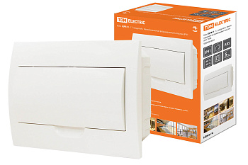 TDM Бокс ЩРВ-П-12модулей с белой крышкой, встраиваемый, пластик IP41 SQ0904-0004