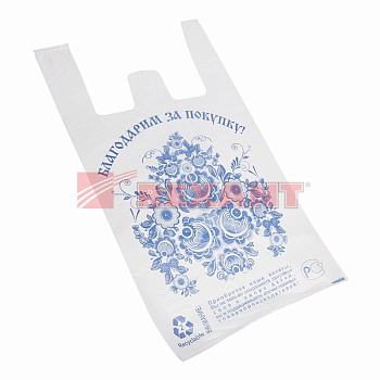 Пакет майка ПНД 28+16*50, 12мкм "Гжель" (100шт./уп) Rexant 61-0102