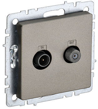 IEK BRITE BASE Шампань Розетка двойная TV+SAT РТВ/РСп12-БрШ