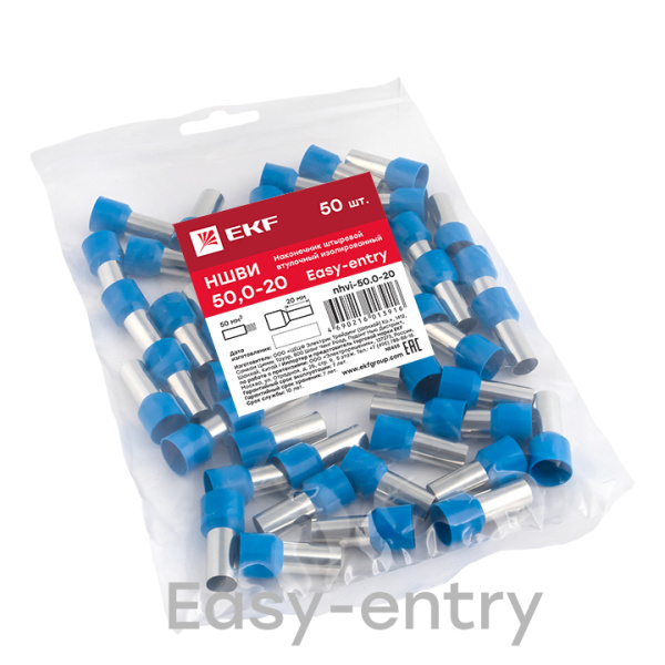 Купить EKF PROxima Наконечник штыревой втулочный изолированный НШвИ 50,0-20 (50шт.)