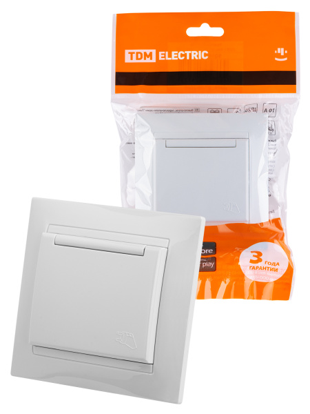 TDM Розетка 2П+З 16А 250В IP44 с крышкой белая "Лама" SQ1815-0026