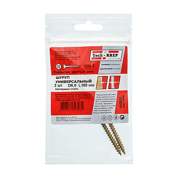 Tech-Krep Саморез ШУж 6,0х100 пот. гол. (2 шт) - пакет 102523