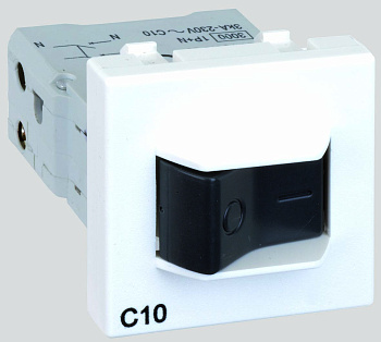 Simon Connect Белый Термомагнитный автомат 10A, K45, 45x45мм K106A-9