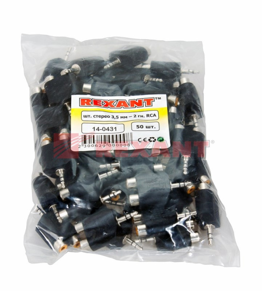 Купить ПереходНИК штекер 3.5мм стерео - 2гнезда RCA Rexant 14-0431