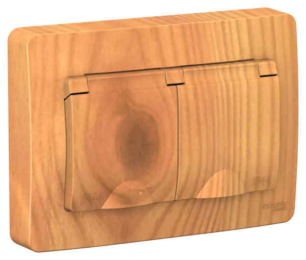 Купить Systeme Electric Blanca внутр Ясень Розетка 2-ая с/з IP44 со шторками, 16А, 250В