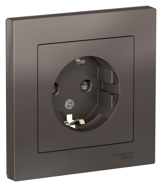 Купить Systeme Electric AtlasDesign Мокко Розетка с/з со шторками, 16А, в сборе