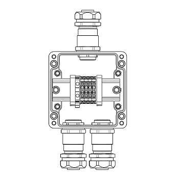 DKC Взрывозащищенная клеммная коробка из полиэстера TBE-P-03-(4xCBC.4-1xTEO.4)-1xKAEPM3MHK-20(A)-2xKAEPM3MHK-20(C)1Ex e IIC Т5 Gb / Ex tb IIIC T95°C D