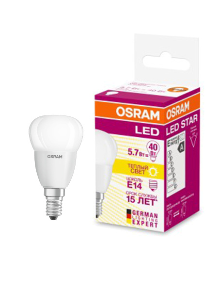 Купить Osram Лампа LED шар матовый E14 5,4W 830 4052899971615