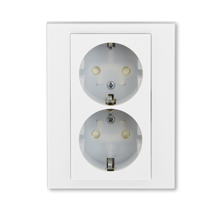 ABB EPJ Levit белый / ледяной Розетка двойная с заземл, со шторками 2CHH223457C6001