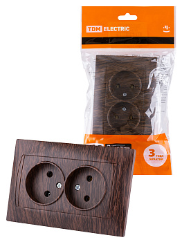 TDM Розетка двойная 2П 10А 250В венге "Лама" SQ1815-0424