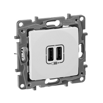 Legrand Etika Белый Розетка USB 2-ая 240В/5В 2400мА 672294