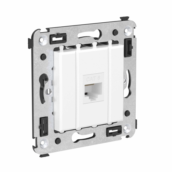 Купить DKC Компьютерная розетка RJ-45 без шторки в стену, кат.6 одинарная, "Avanti", "Белое облако"