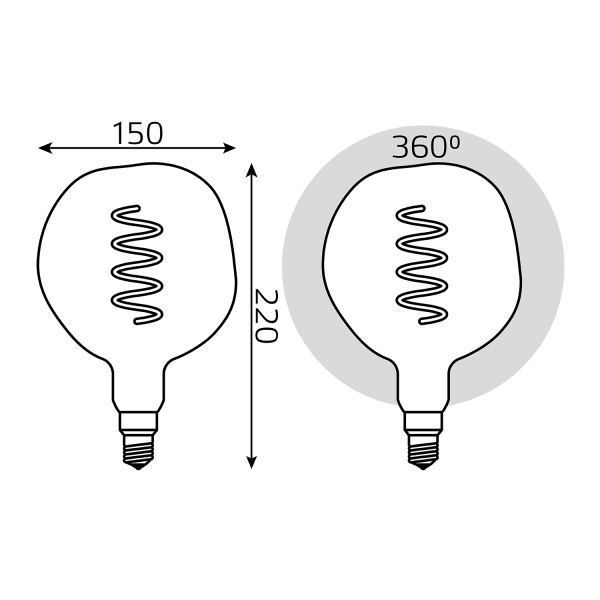 Купить Gauss Лампа Filament G150 5W 250lm 1800К Е27 rainbow LED 1007802103