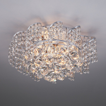 Eurosvet Потолочная люстра с хрусталем 16017/6 белый с серебром 00000078615