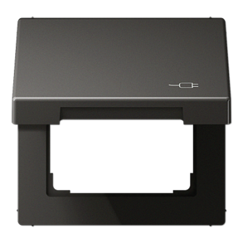 JUNG Рамка с подпружиненной крышкой для механизмов 50*50, с символом "Вилка", антрацит AL2990KLSOCAN