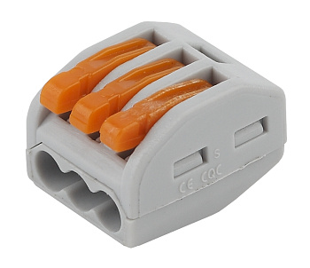 ЭРА NO-222-23 Клемма СМК, серия 413, с рычагом, 3 отверстия, 0.08-2.5мм2 (упак. 2 шт.)