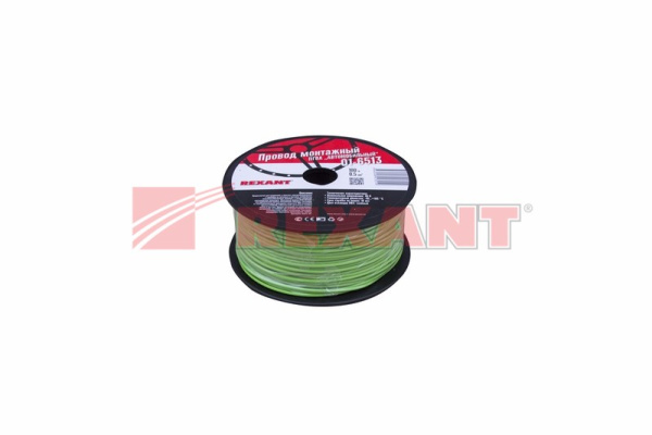 Купить Провод ПГВА 1 х 0.50мм², 100м, ЗЕЛЕНЫЙ Rexant 01-6513