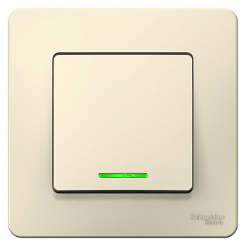 Systeme Electric Blanca внутр Молочный Переключатель 1-клавишный с подсветкой, 10А,250B