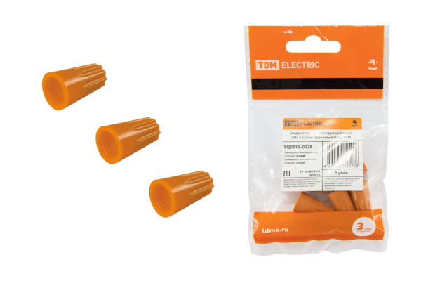TDM Соединительный изолирующий зажим СИЗ-3 5,5 мм2 оранжевый (5 шт) SQ0519-0028